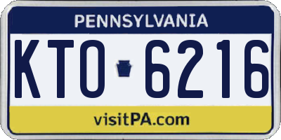 PA license plate KTO6216