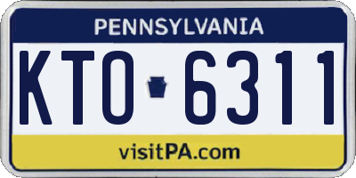 PA license plate KTO6311