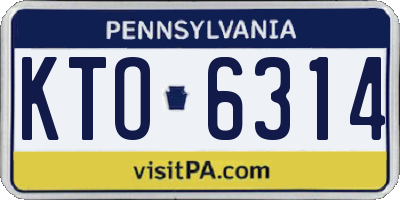 PA license plate KTO6314