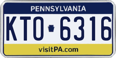 PA license plate KTO6316