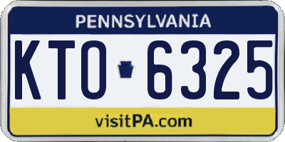 PA license plate KTO6325