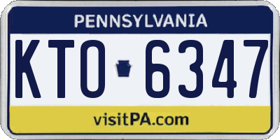 PA license plate KTO6347