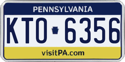 PA license plate KTO6356