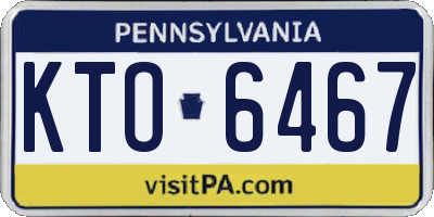 PA license plate KTO6467