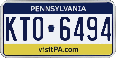 PA license plate KTO6494