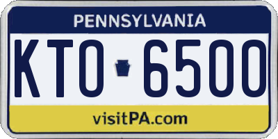 PA license plate KTO6500