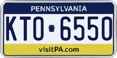 PA license plate KTO6550