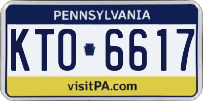 PA license plate KTO6617