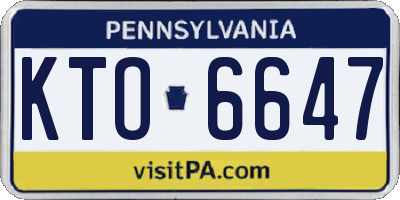 PA license plate KTO6647