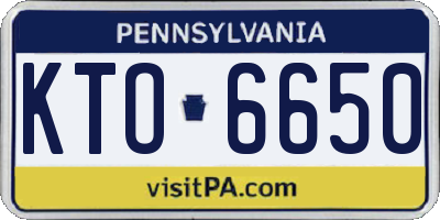 PA license plate KTO6650