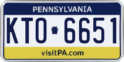 PA license plate KTO6651