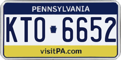 PA license plate KTO6652