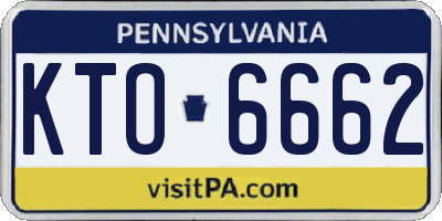 PA license plate KTO6662