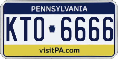 PA license plate KTO6666
