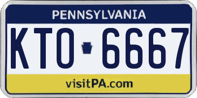 PA license plate KTO6667