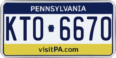 PA license plate KTO6670
