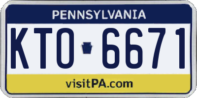 PA license plate KTO6671