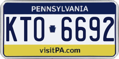 PA license plate KTO6692