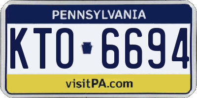 PA license plate KTO6694