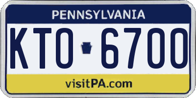PA license plate KTO6700