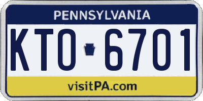 PA license plate KTO6701