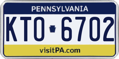PA license plate KTO6702