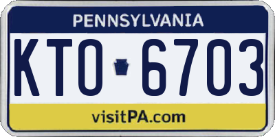 PA license plate KTO6703
