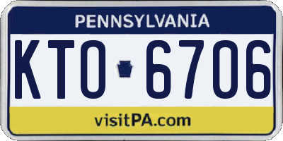 PA license plate KTO6706