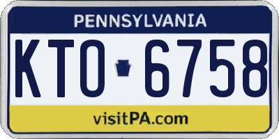 PA license plate KTO6758