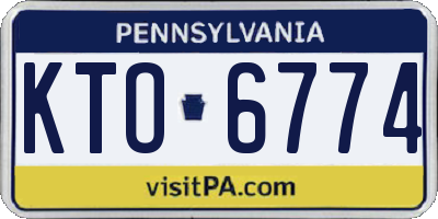 PA license plate KTO6774