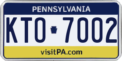 PA license plate KTO7002