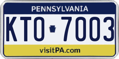 PA license plate KTO7003