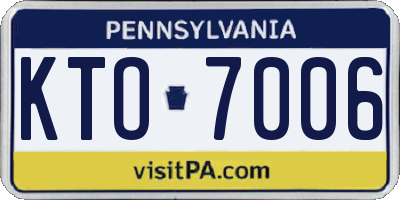 PA license plate KTO7006