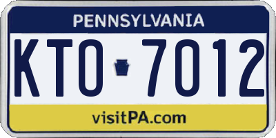 PA license plate KTO7012