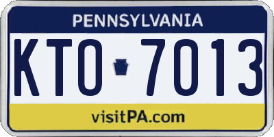 PA license plate KTO7013