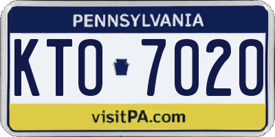 PA license plate KTO7020