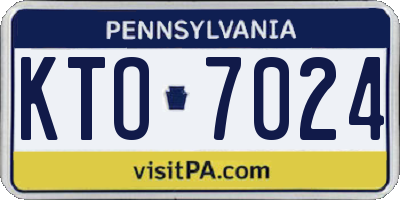 PA license plate KTO7024