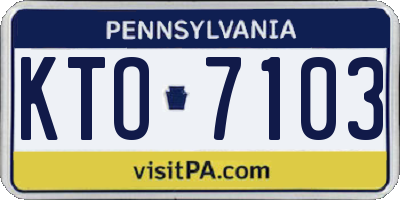 PA license plate KTO7103