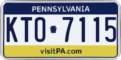 PA license plate KTO7115