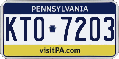 PA license plate KTO7203