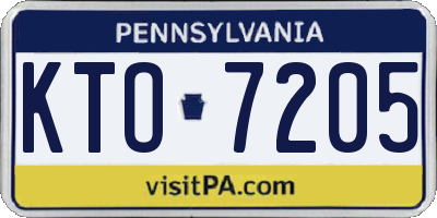 PA license plate KTO7205