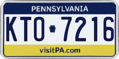 PA license plate KTO7216