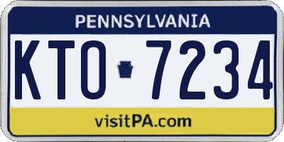 PA license plate KTO7234