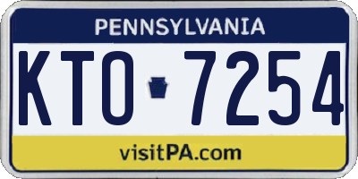 PA license plate KTO7254
