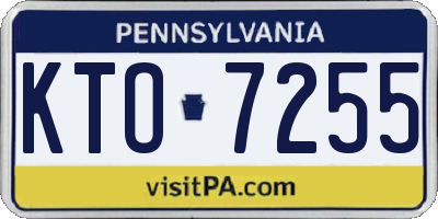 PA license plate KTO7255