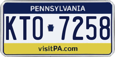 PA license plate KTO7258