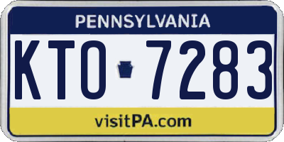 PA license plate KTO7283