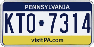 PA license plate KTO7314