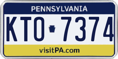 PA license plate KTO7374