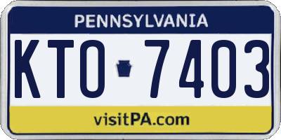 PA license plate KTO7403